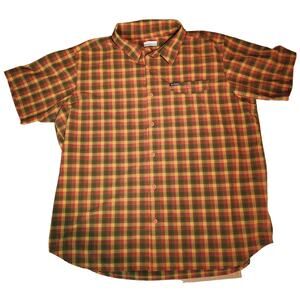 Columbia Men's 2X Short Sleeve Shirt Tartan Plaid Front‎ Pocket Stretch